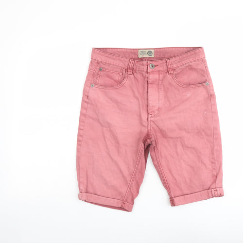 NEXT Mens Pink Cotton Chino Shorts Size 30 in L11 in Regular Button