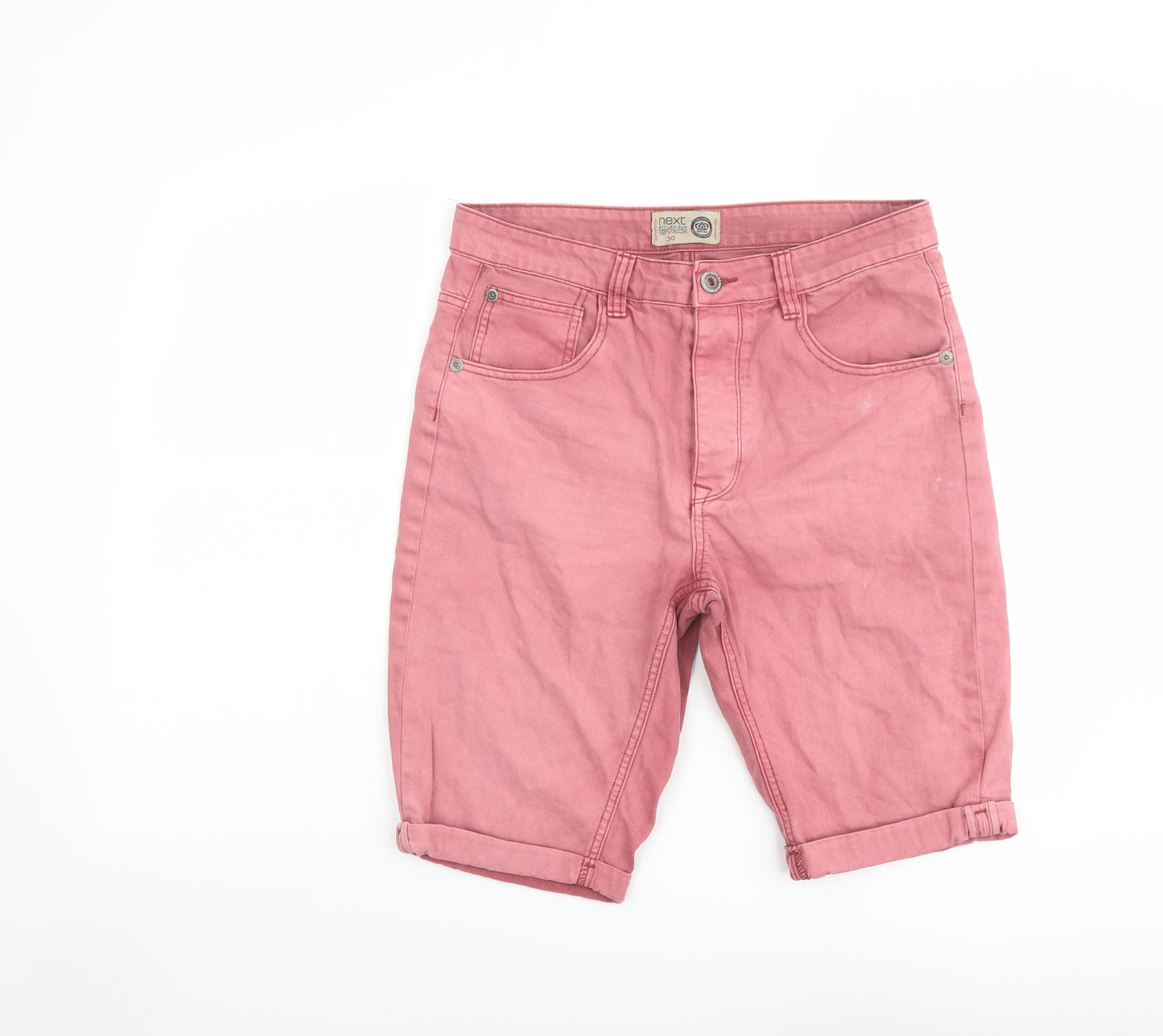 NEXT Mens Pink Cotton Chino Shorts Size 30 in L11 in Regular Button