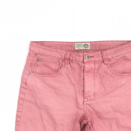 NEXT Mens Pink Cotton Chino Shorts Size 30 in L11 in Regular Button