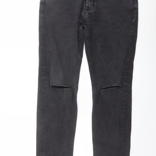 CR7 Mens Grey Cotton Straight Jeans Size 32 in L28 in Regular Button
