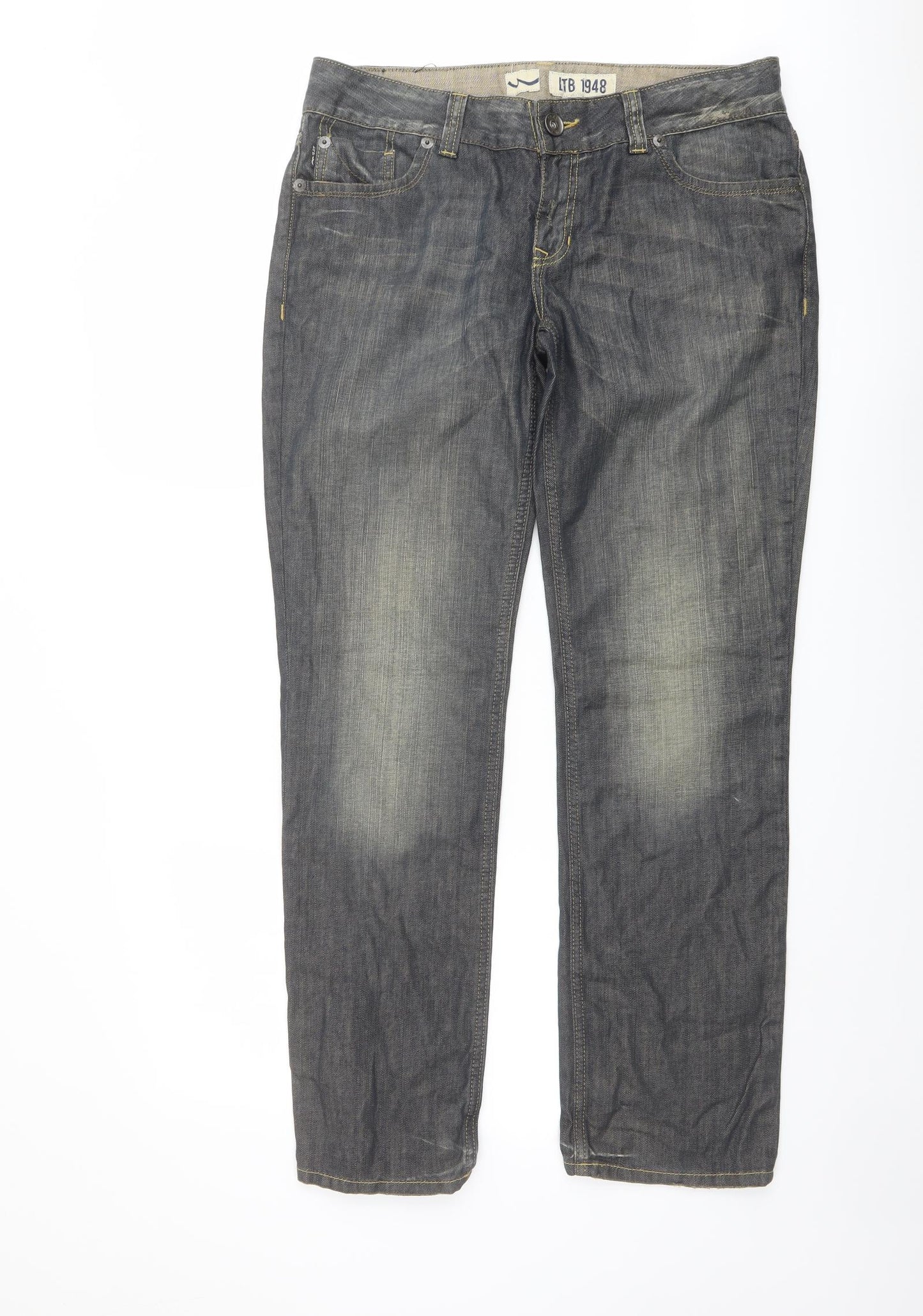 LTB 1948 Mens Grey Cotton Straight Jeans Size 32 in L32 in Regular Button