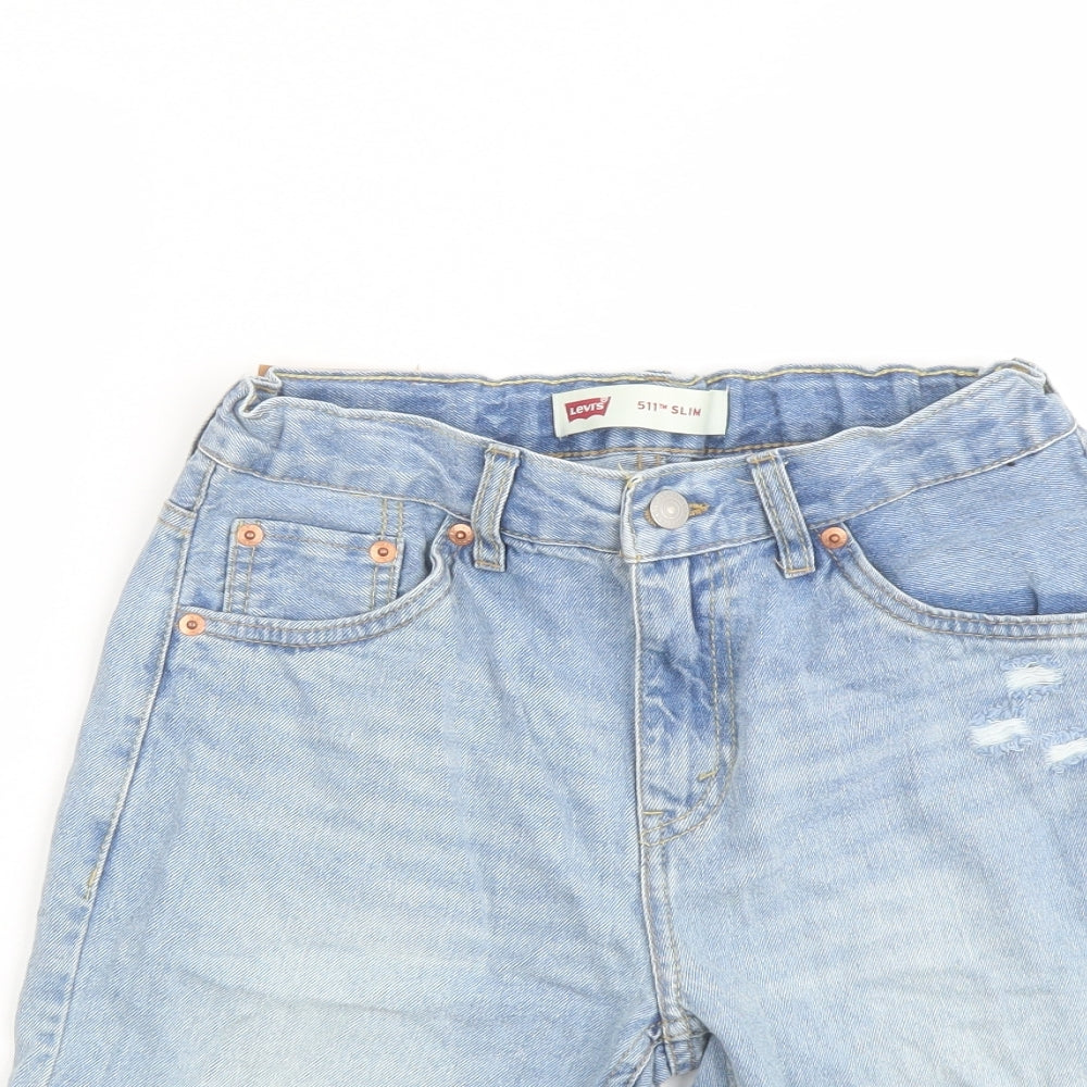 Levi's Boys Blue Cotton Bermuda Shorts Size 16 Years Regular Zip