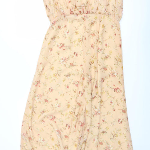 Rave Womens Pink Floral Polyester Jumpsuit One-Piece Size 14 Pullover