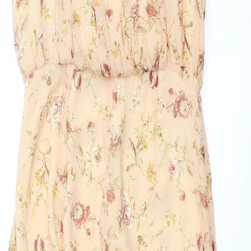 Rave Womens Pink Floral Polyester Jumpsuit One-Piece Size 14 Pullover
