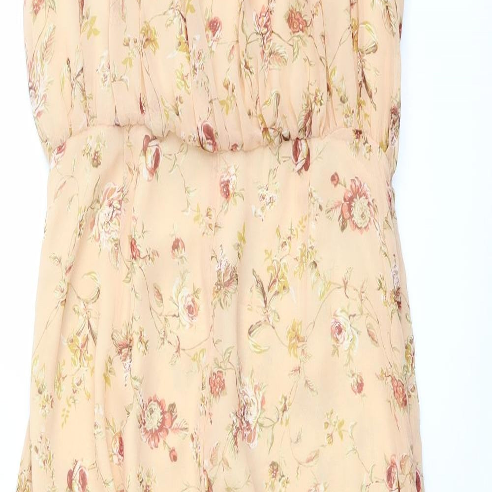 Rave Womens Pink Floral Polyester Jumpsuit One-Piece Size 14 Pullover