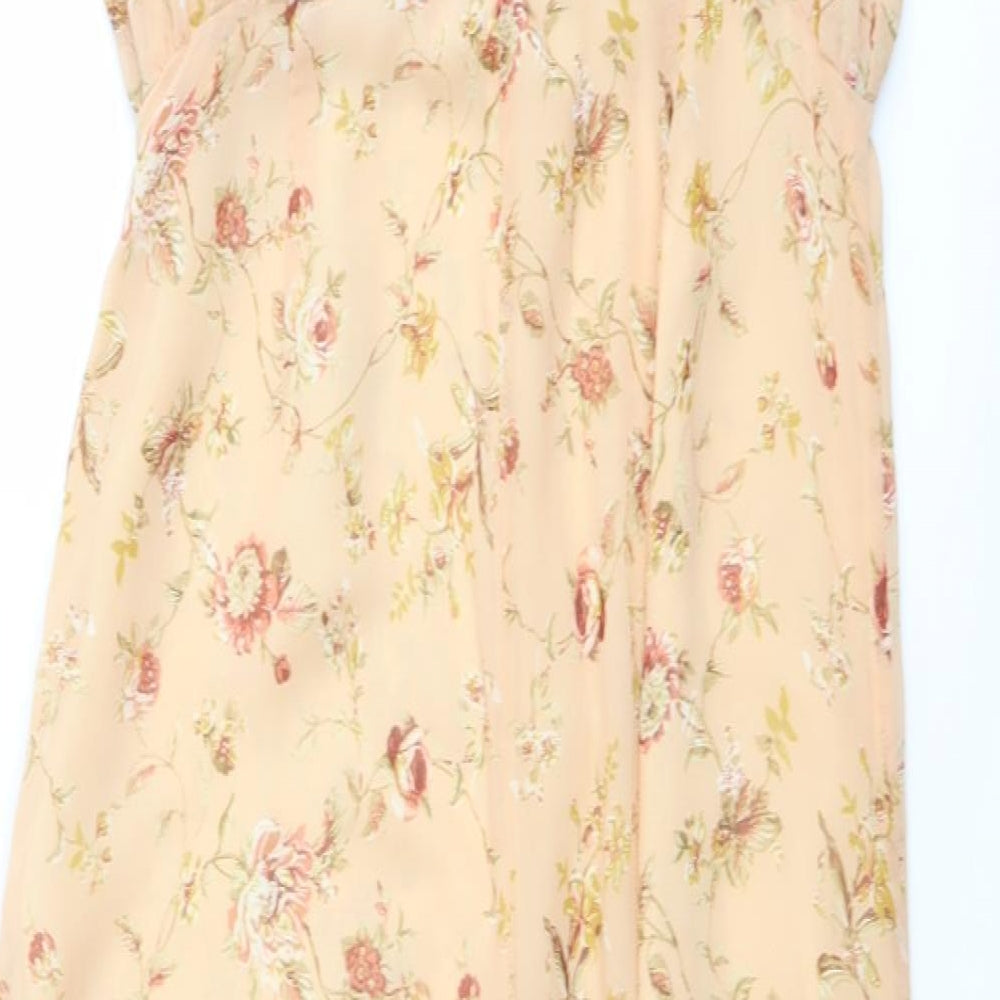 Rave Womens Pink Floral Polyester Jumpsuit One-Piece Size 14 Pullover