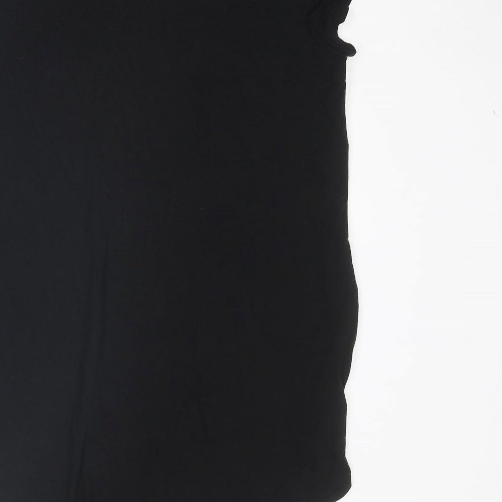 Limited Collection Womens Black Geometric Polyester Basic T-Shirt Size 14 Round Neck