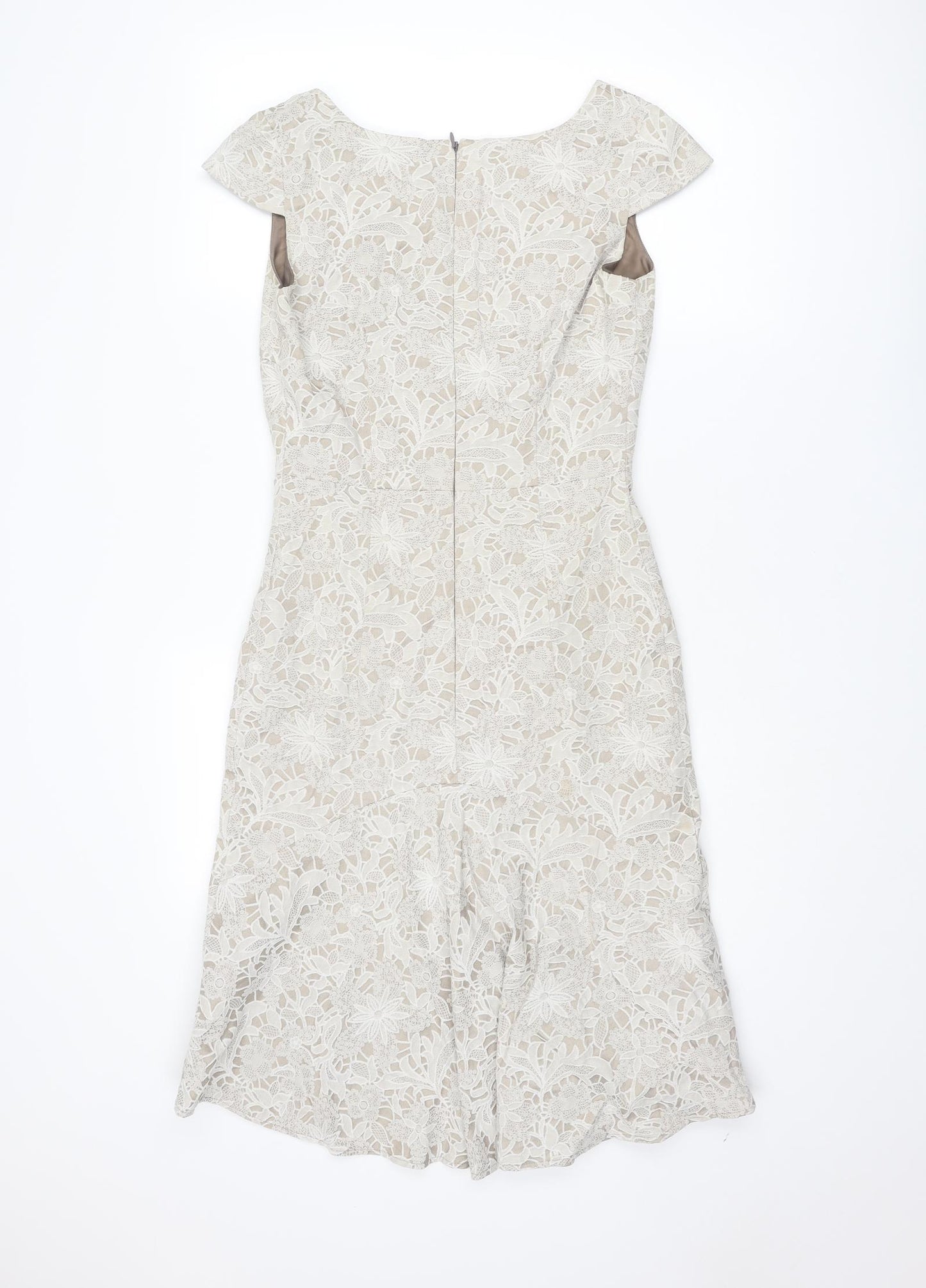 NEXT Womens Beige Cotton Shift Size 8 Square Neck Zip