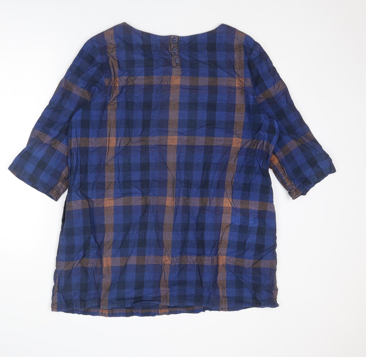 Seasalt Womens Beige Plaid Polyester A-Line Size 20 Round Neck Button