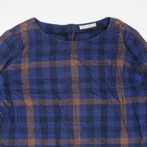 Seasalt Womens Beige Plaid Polyester A-Line Size 20 Round Neck Button