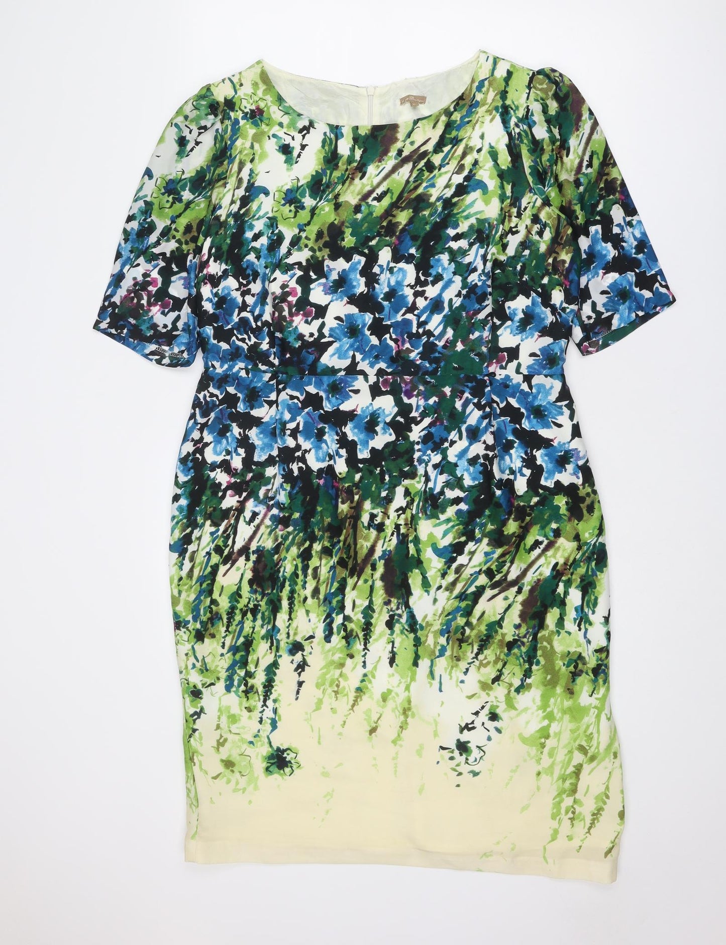 M&Co Womens Multicoloured Floral Polyester Shift Size 16 Round Neck Zip