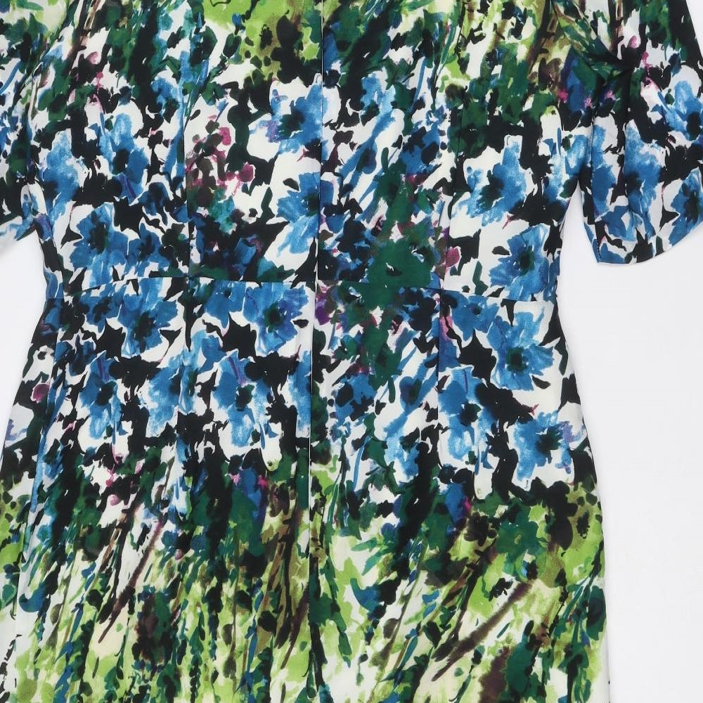 M&Co Womens Multicoloured Floral Polyester Shift Size 16 Round Neck Zip
