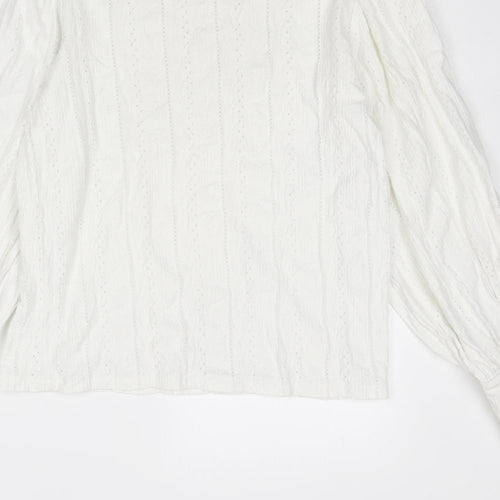 River Island Womens White Cotton Basic Blouse Size 12 Round Neck