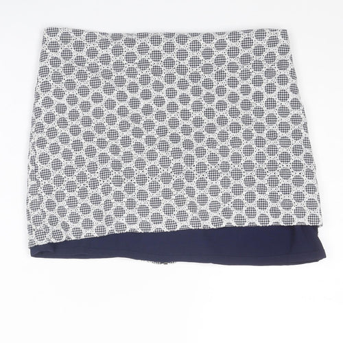 Topshop Womens White Geometric Cotton Mini Skirt Size 8 Zip