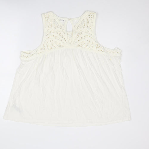 Marks and Spencer Womens Ivory Cotton Basic Tank Size 20 Round Neck