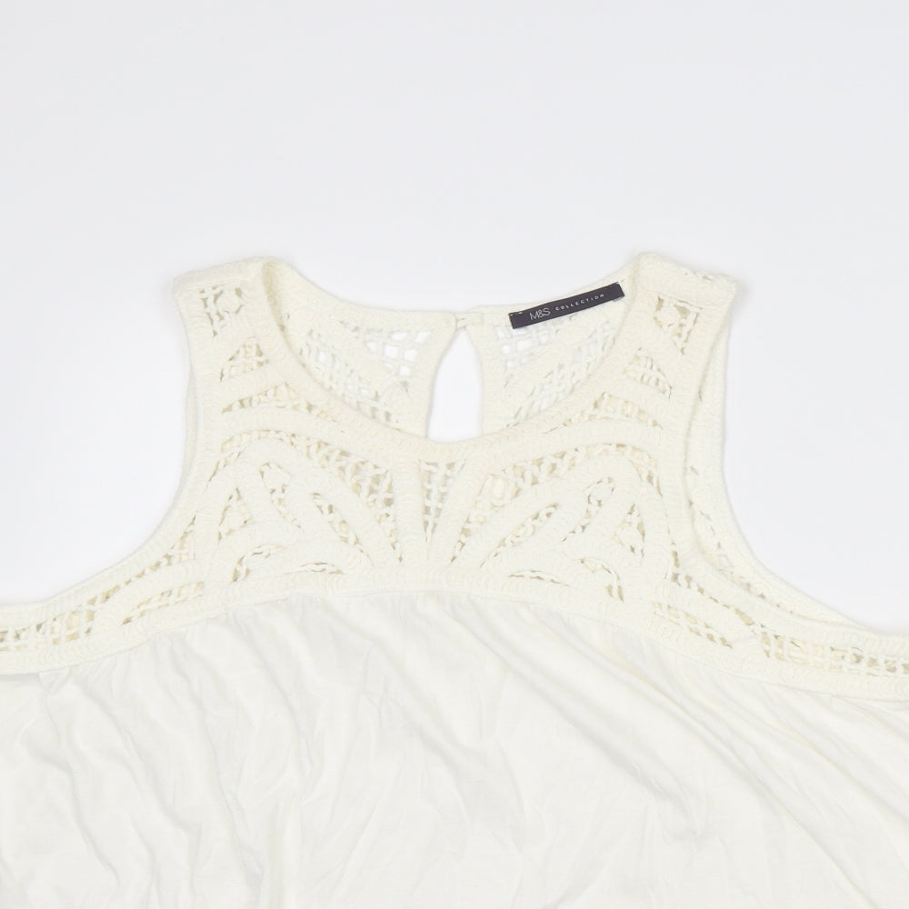 Marks and Spencer Womens Ivory Cotton Basic Tank Size 20 Round Neck