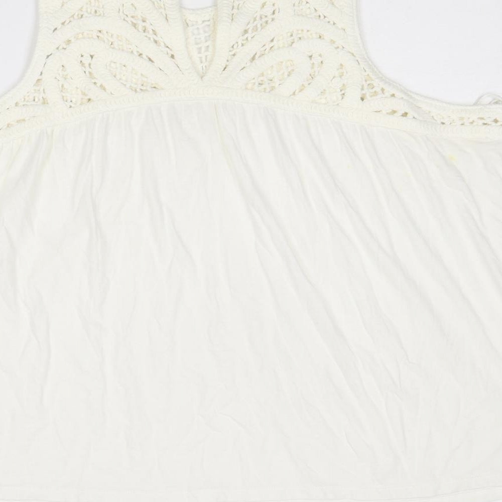 Marks and Spencer Womens Ivory Cotton Basic Tank Size 20 Round Neck