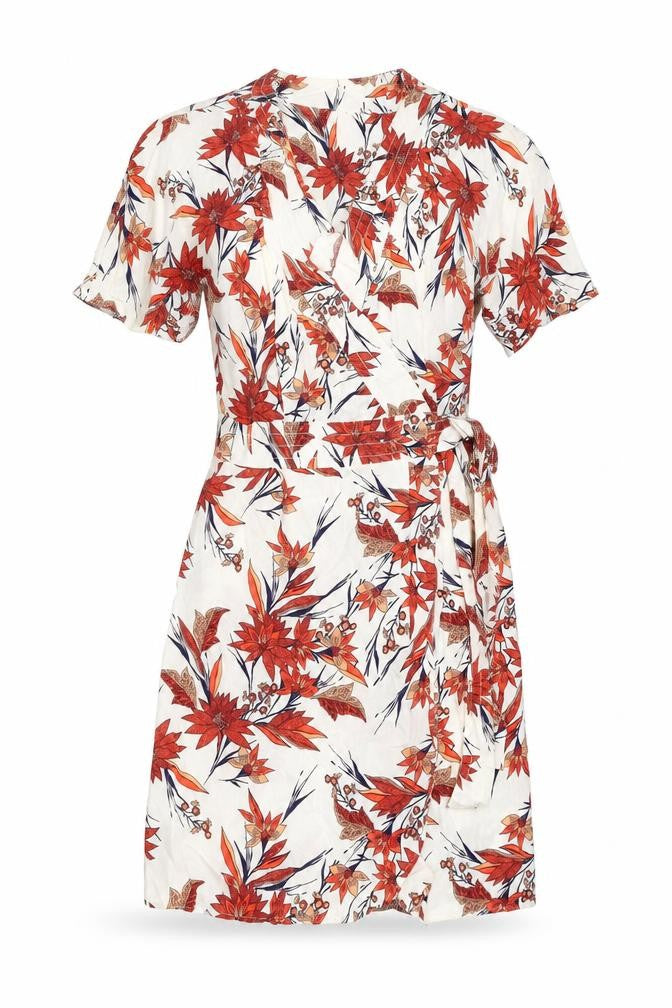 Marks and Spencer Womens Multicoloured Floral Viscose Wrap Dress Size 8 V-Neck Button