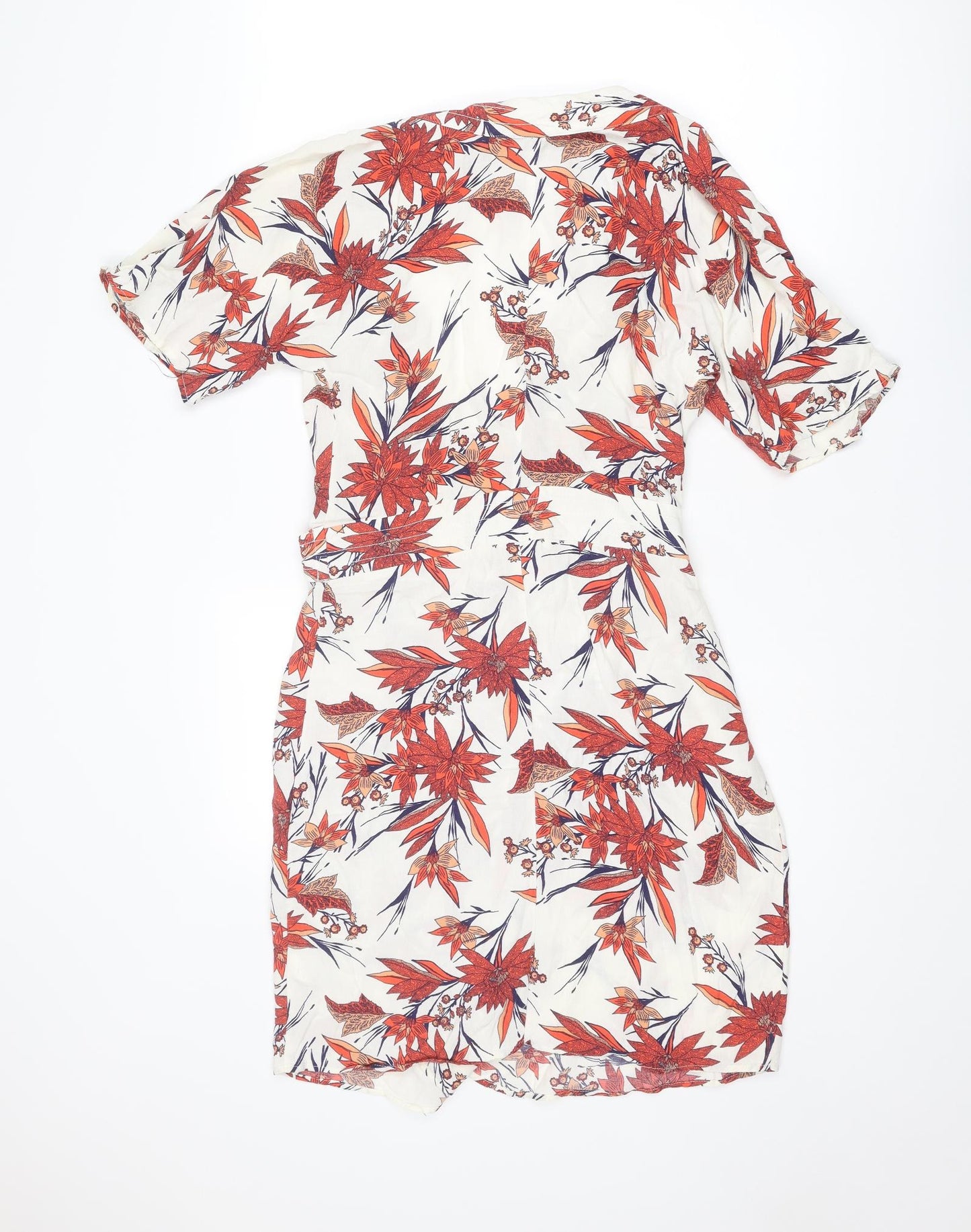Marks and Spencer Womens Multicoloured Floral Viscose Wrap Dress Size 8 V-Neck Button