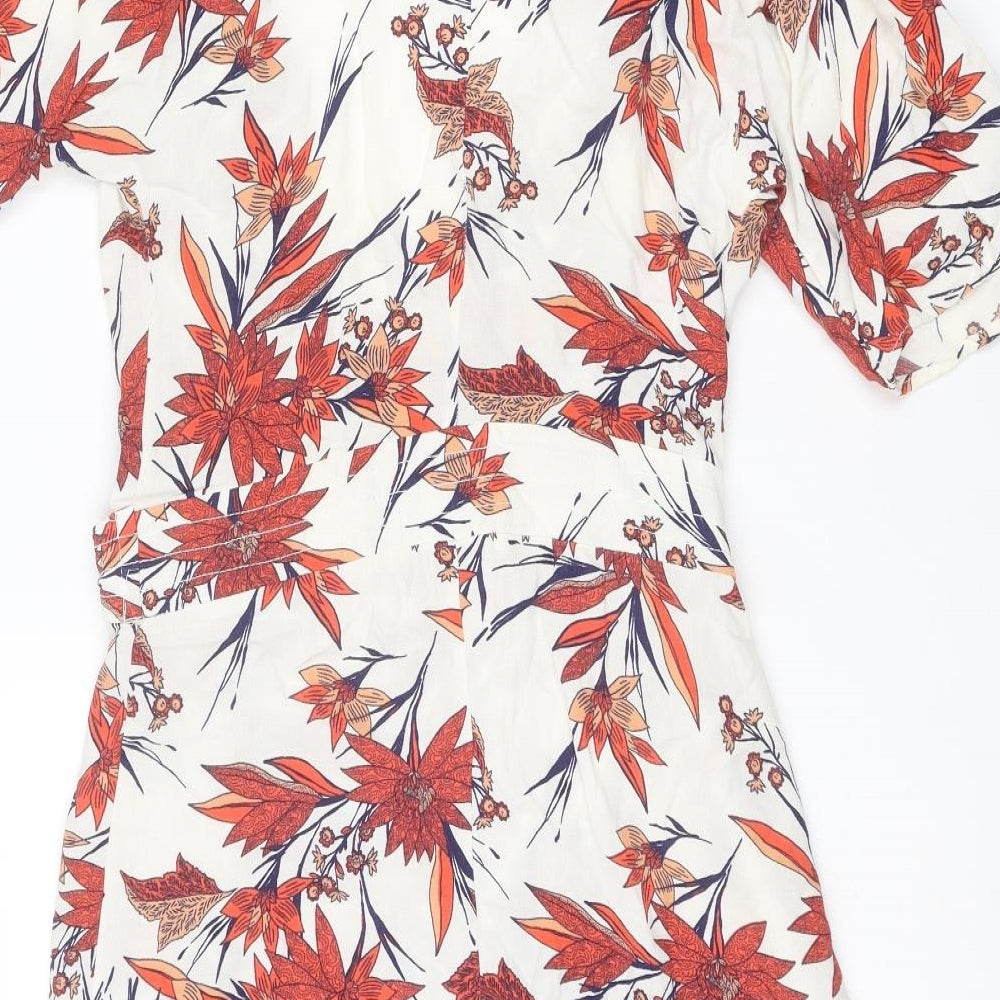 Marks and Spencer Womens Multicoloured Floral Viscose Wrap Dress Size 8 V-Neck Button