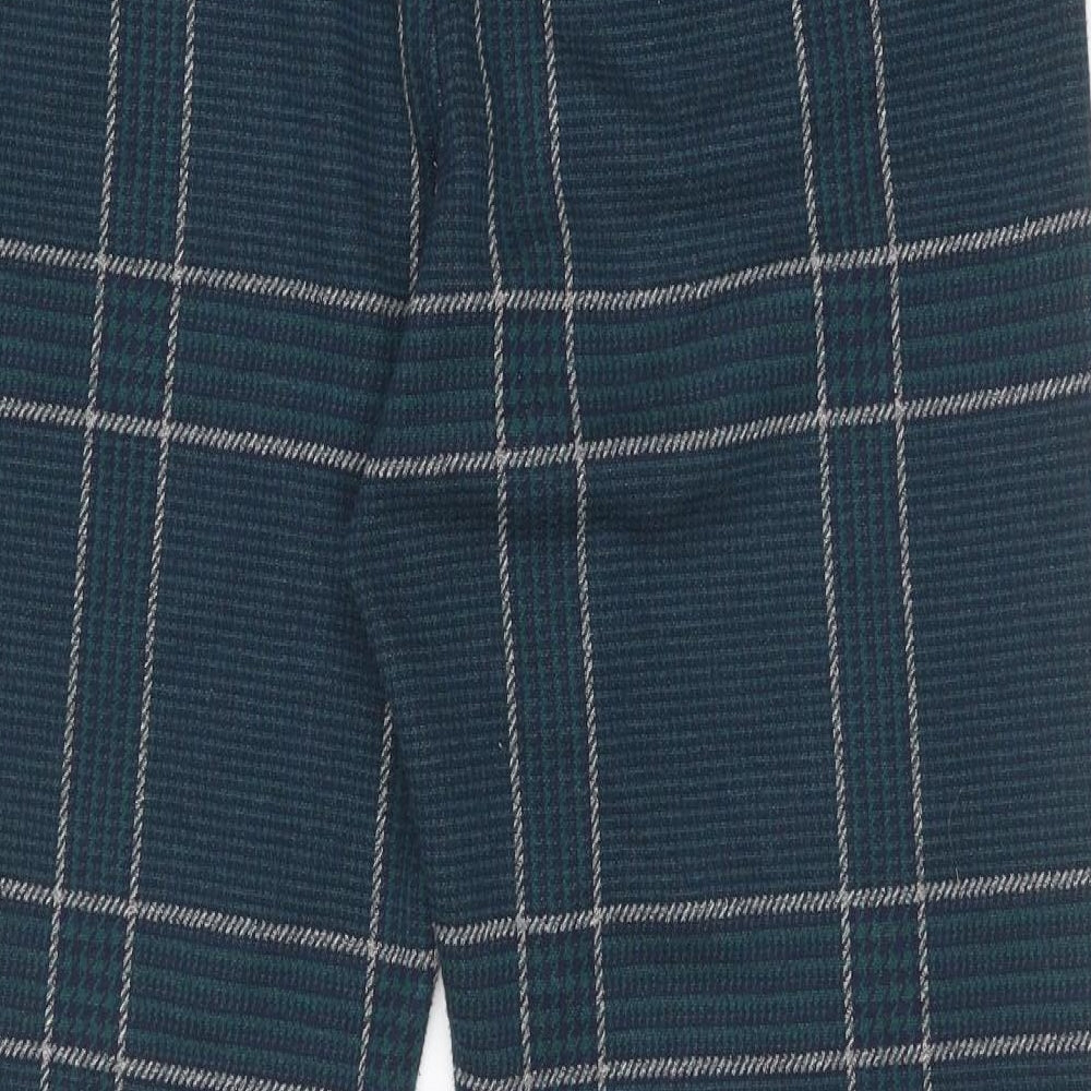 Marks and Spencer Womens Blue Check Polyester Jogger Trousers Size 14 L26 in Regular Drawstring