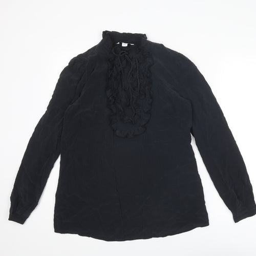 Marella Womens Black Polyester Basic Blouse Size 14 Mock Neck