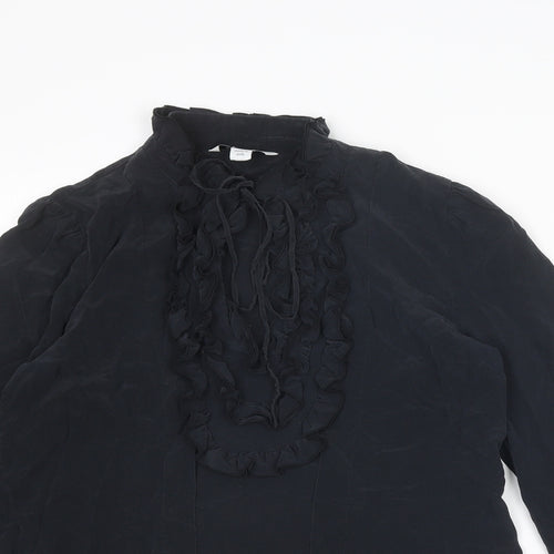 Marella Womens Black Polyester Basic Blouse Size 14 Mock Neck