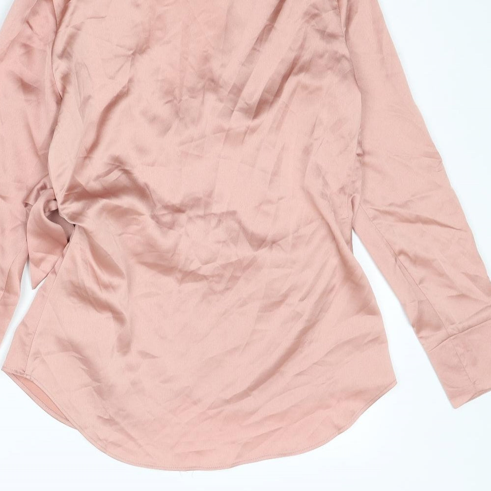 Lipsy Womens Pink Polyester Wrap Blouse Size 10 Collared