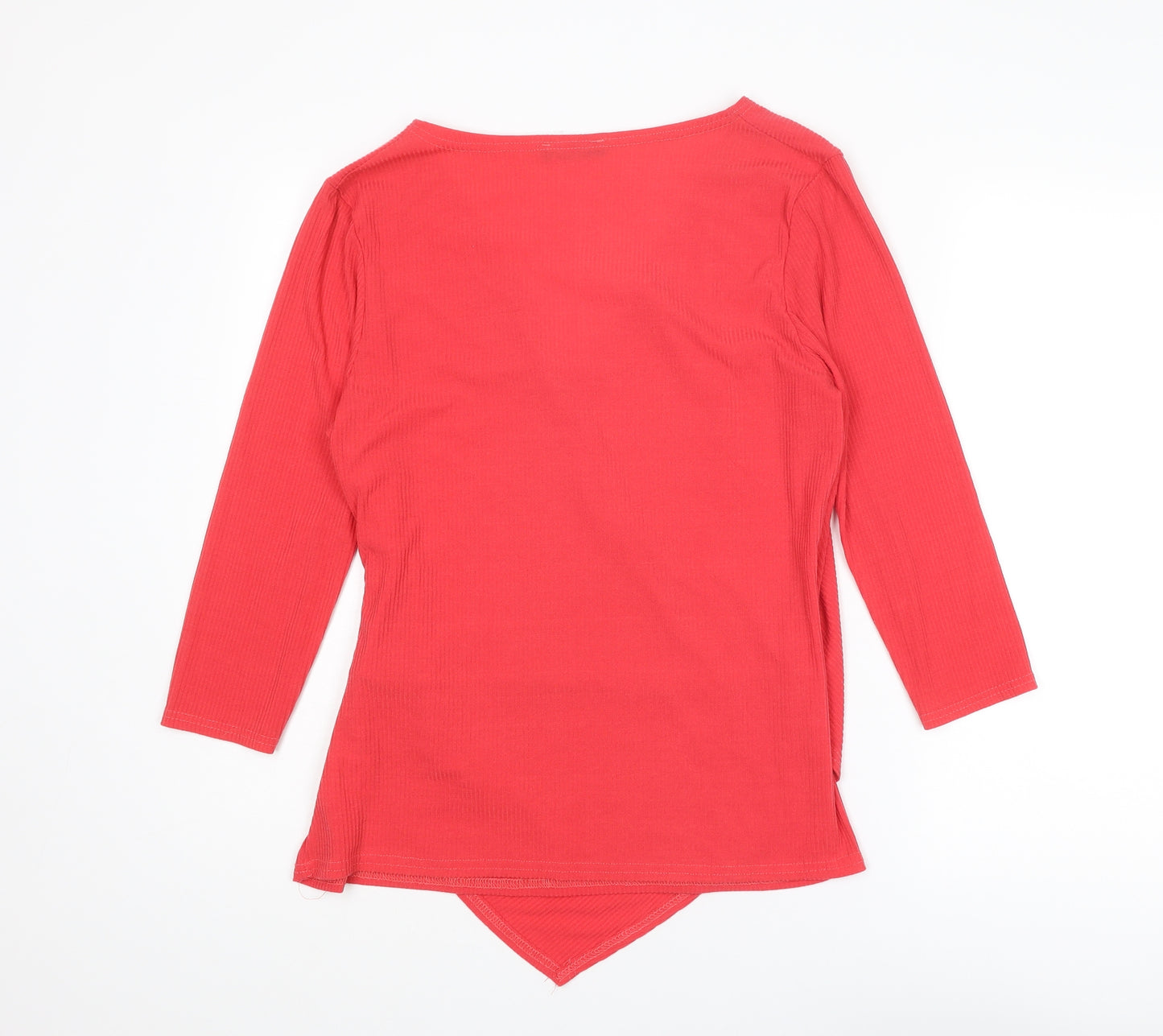 Jane Norman Womens Red Polyester Basic T-Shirt Size 18 V-Neck