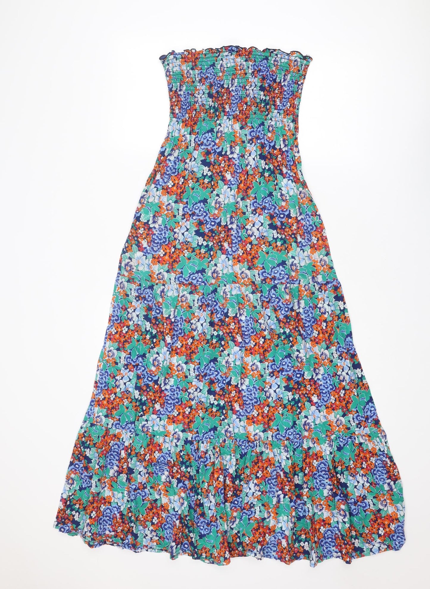 Oasis Womens Multicoloured Floral Polyester Maxi Size 10 Off the Shoulder Pullover