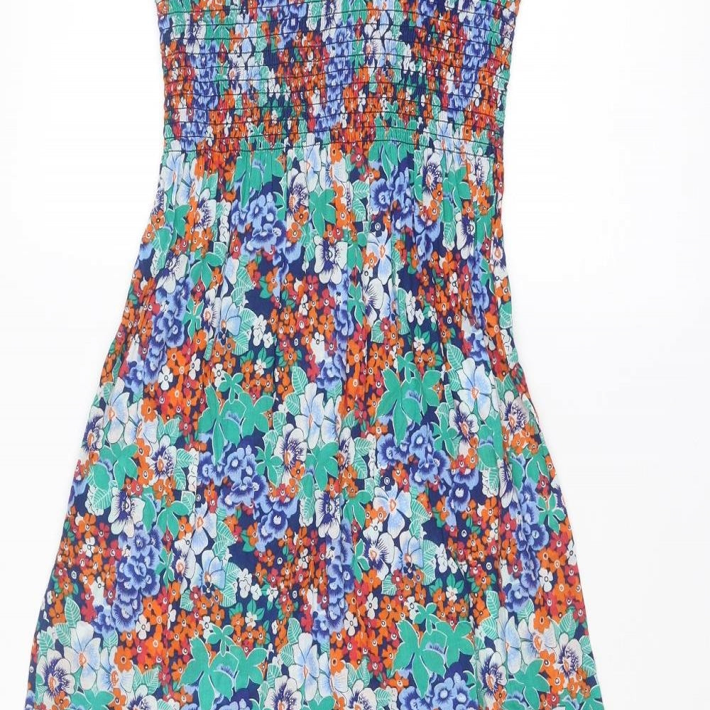 Oasis Womens Multicoloured Floral Polyester Maxi Size 10 Off the Shoulder Pullover