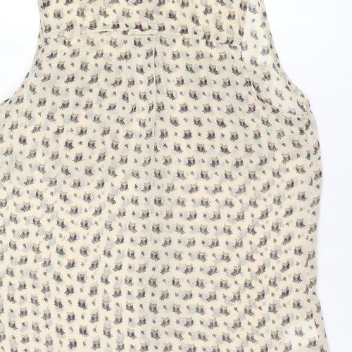 NEXT Womens Ivory Geometric Polyester Basic Button-Up Size 8 Collared - Owl Print
