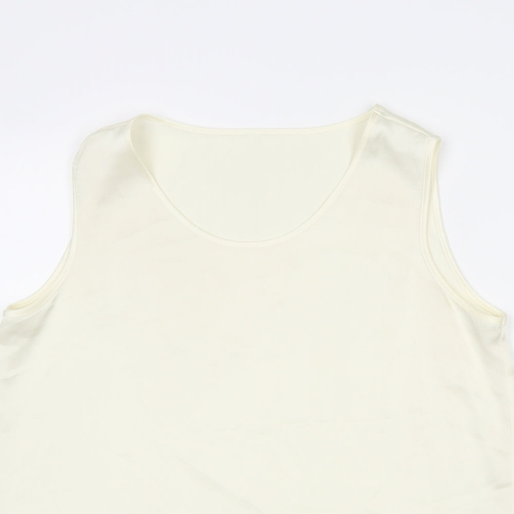 St Michael Womens Ivory Polyester Camisole Tank Size 12 Round Neck