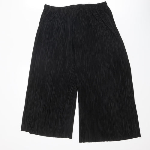 New Look Womens Black Polyester Cropped Trousers Size 8 L23 in Regular - Plisse