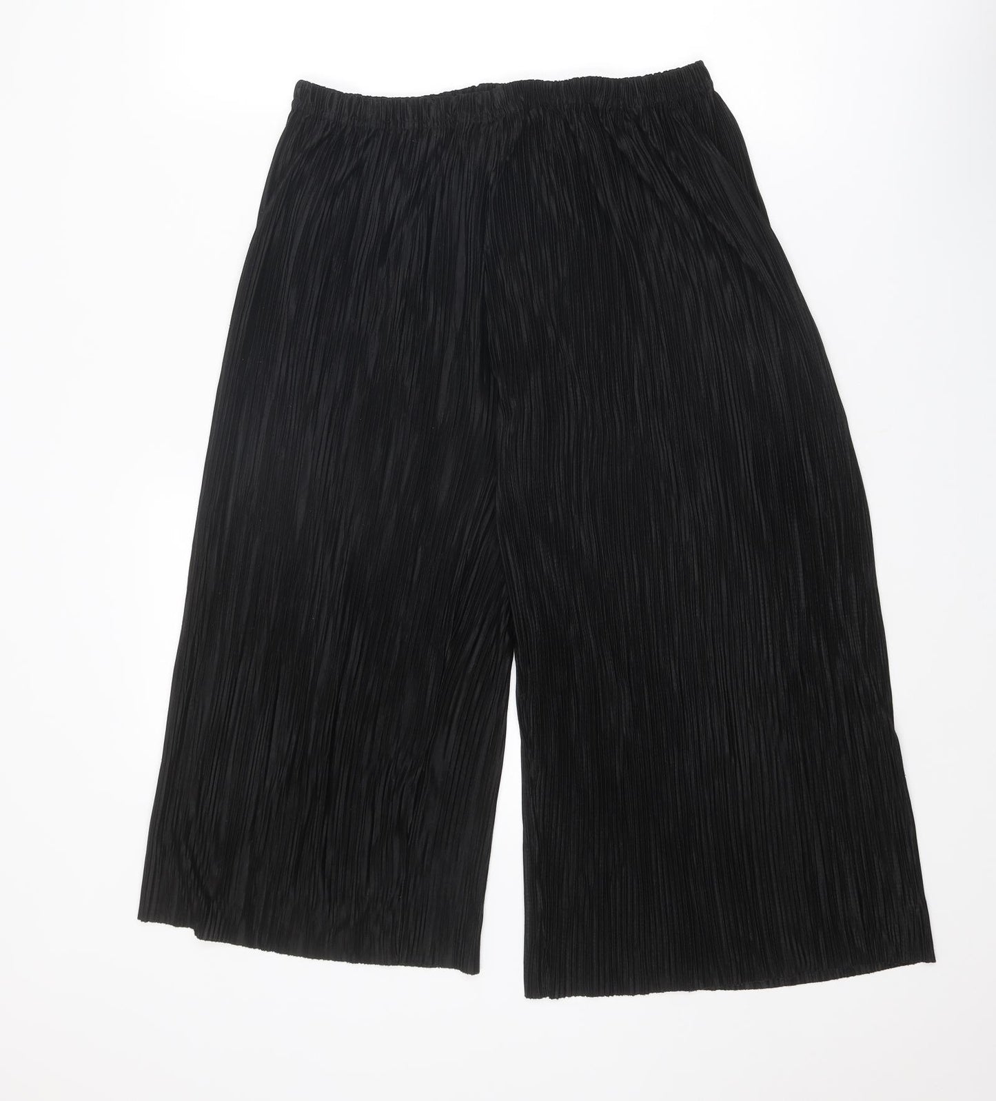 New Look Womens Black Polyester Cropped Trousers Size 8 L23 in Regular - Plisse