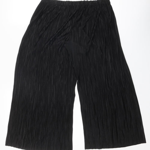 New Look Womens Black Polyester Cropped Trousers Size 8 L23 in Regular - Plisse