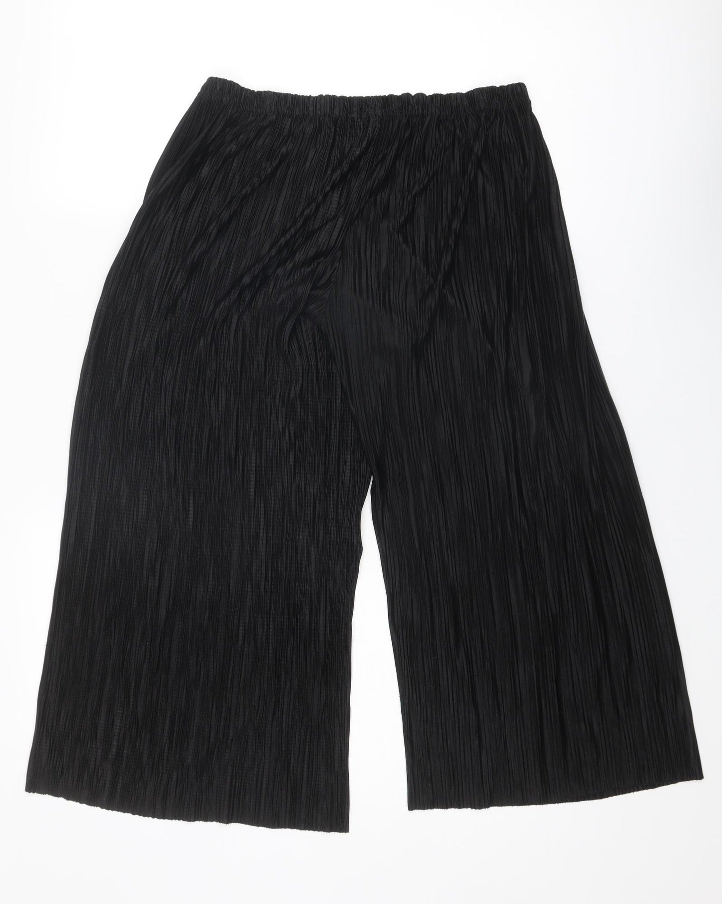 New Look Womens Black Polyester Cropped Trousers Size 8 L23 in Regular - Plisse