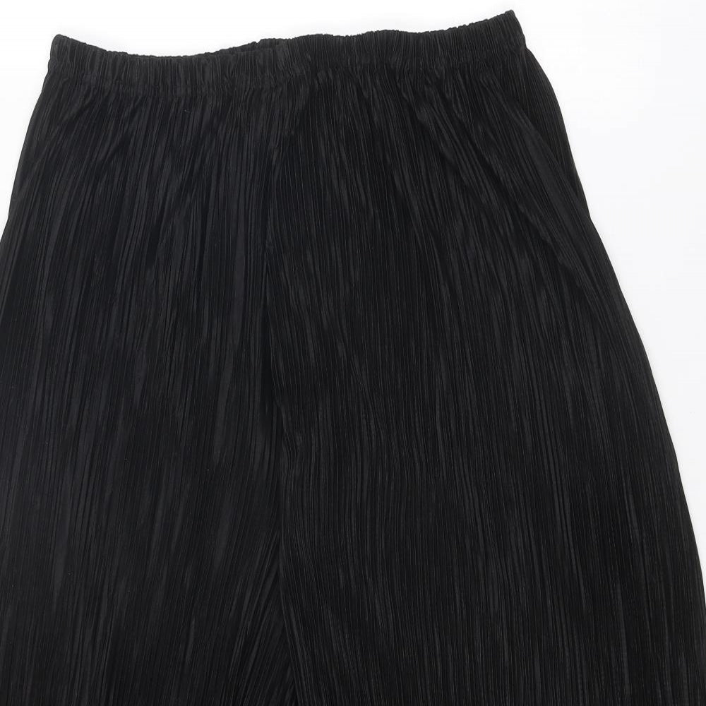 New Look Womens Black Polyester Cropped Trousers Size 8 L23 in Regular - Plisse