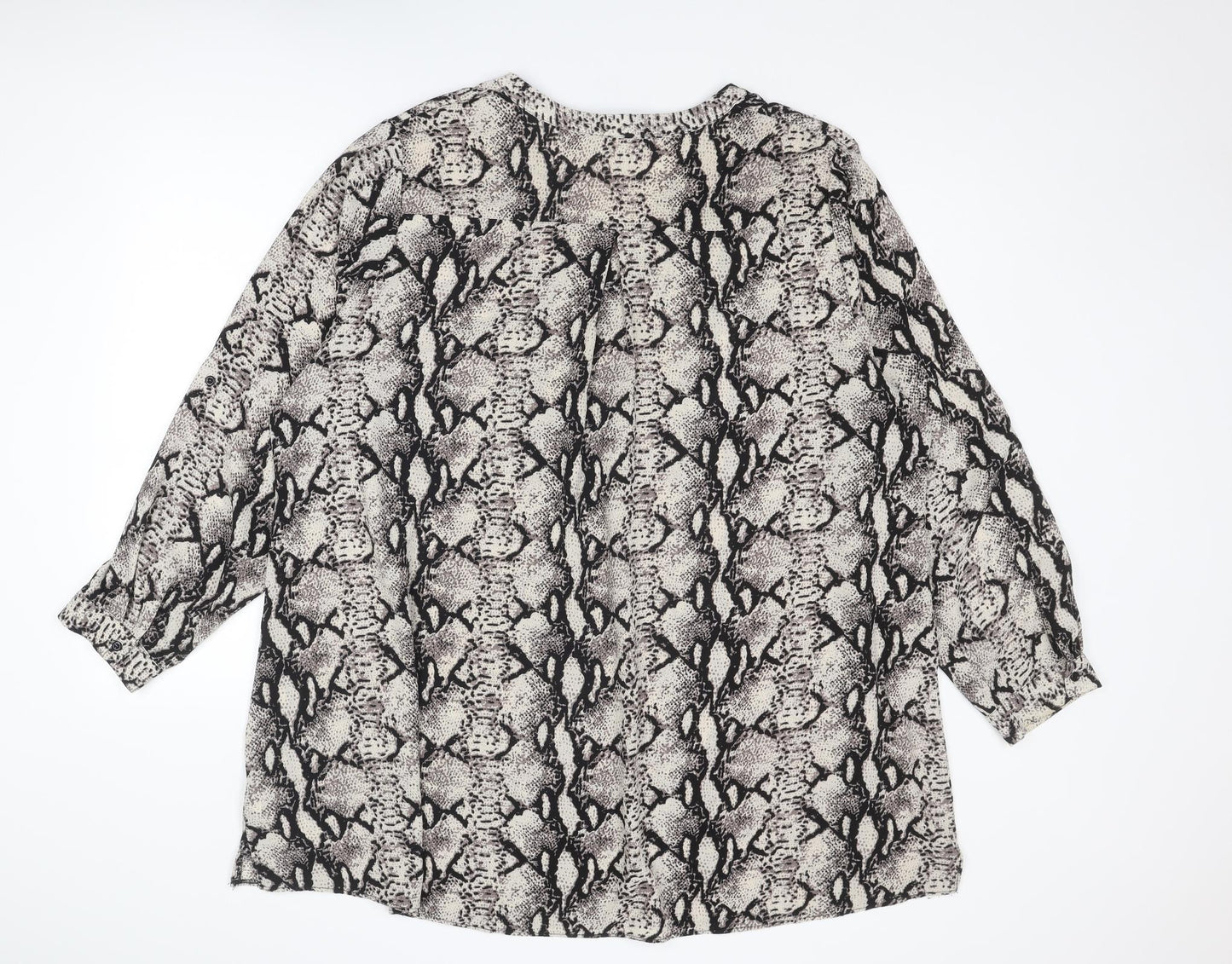 Yours Womens Beige Animal Print Polyester A-Line Size 24 V-Neck Pullover - Snakeskin pattern