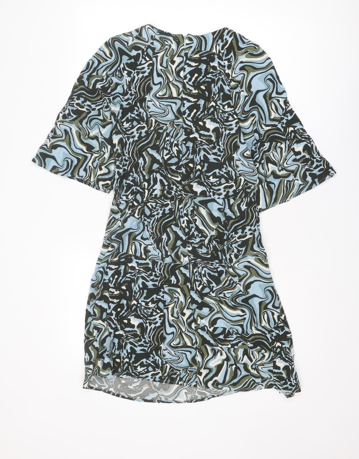 NEXT Womens Multicoloured Geometric Viscose A-Line Size 10 Round Neck Zip