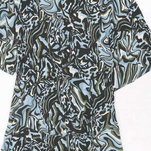 NEXT Womens Multicoloured Geometric Viscose A-Line Size 10 Round Neck Zip