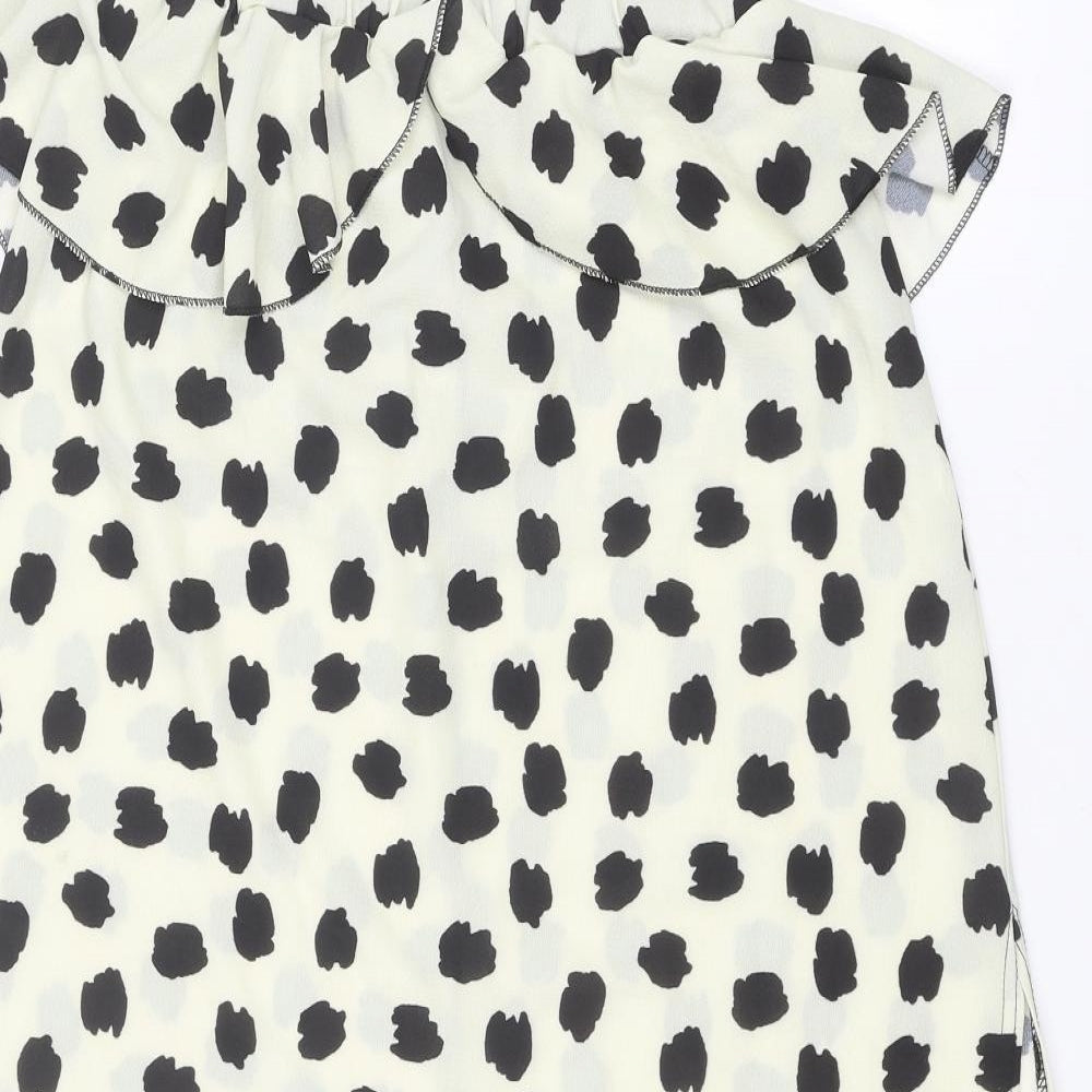 Boohoo Womens Ivory Geometric Polyester A-Line Skirt Size 8