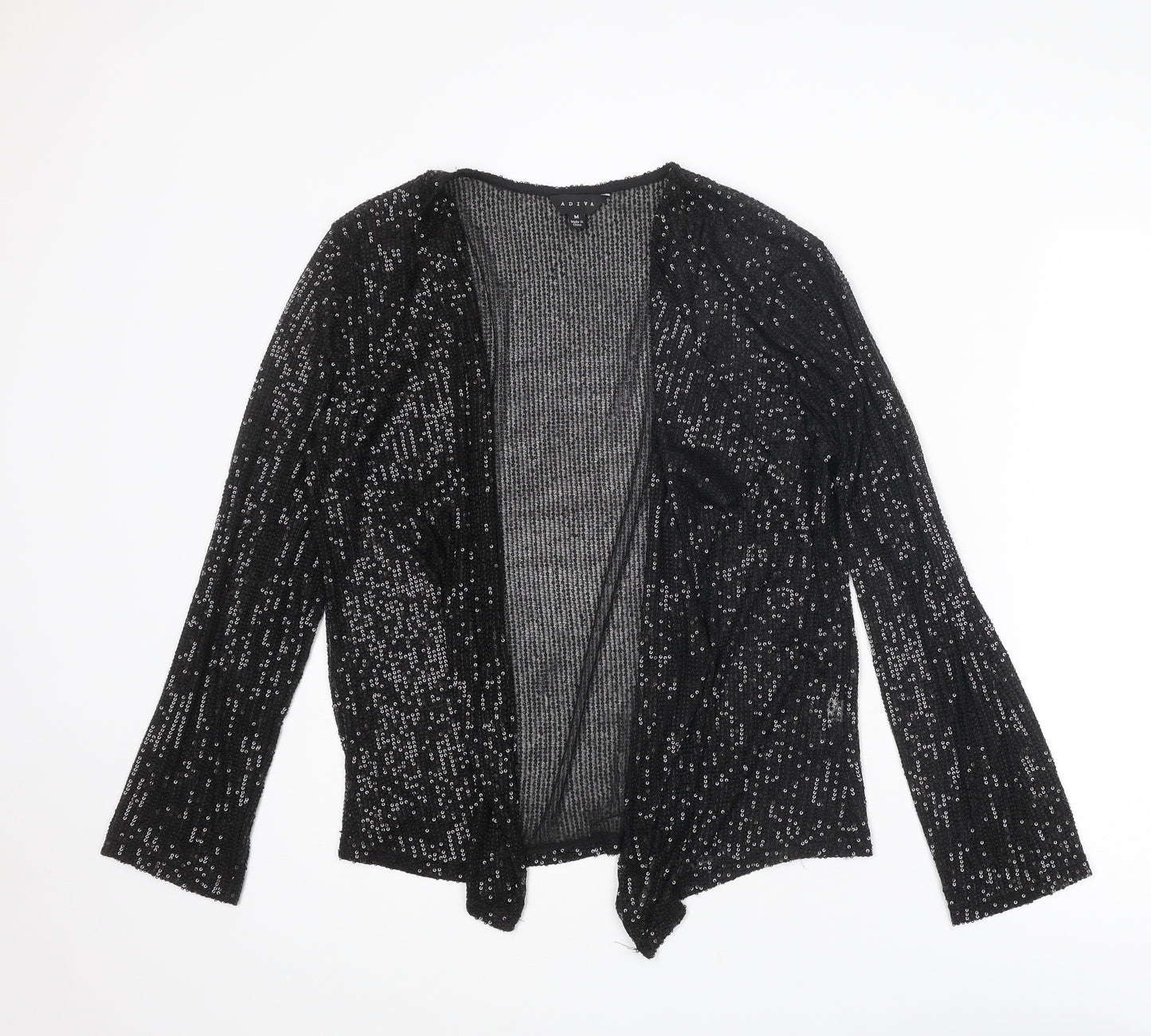 Adiva Womens Black Polyester Basic Blouse Size M V-Neck