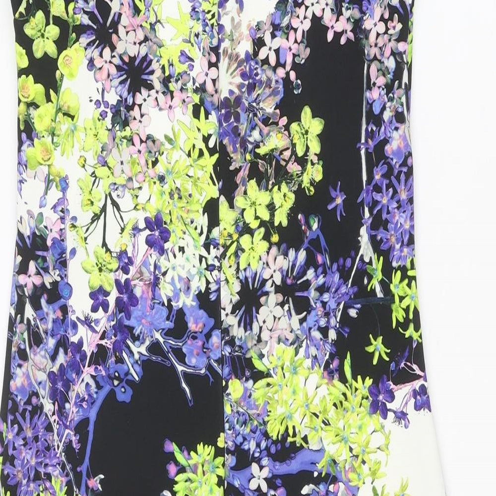 Marks and Spencer Womens Multicoloured Floral Polyester Shift Size 12 Round Neck Zip