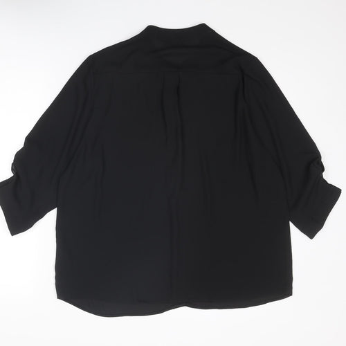 Dorothy Perkins Womens Black Polyester Basic Blouse Size 16 V-Neck