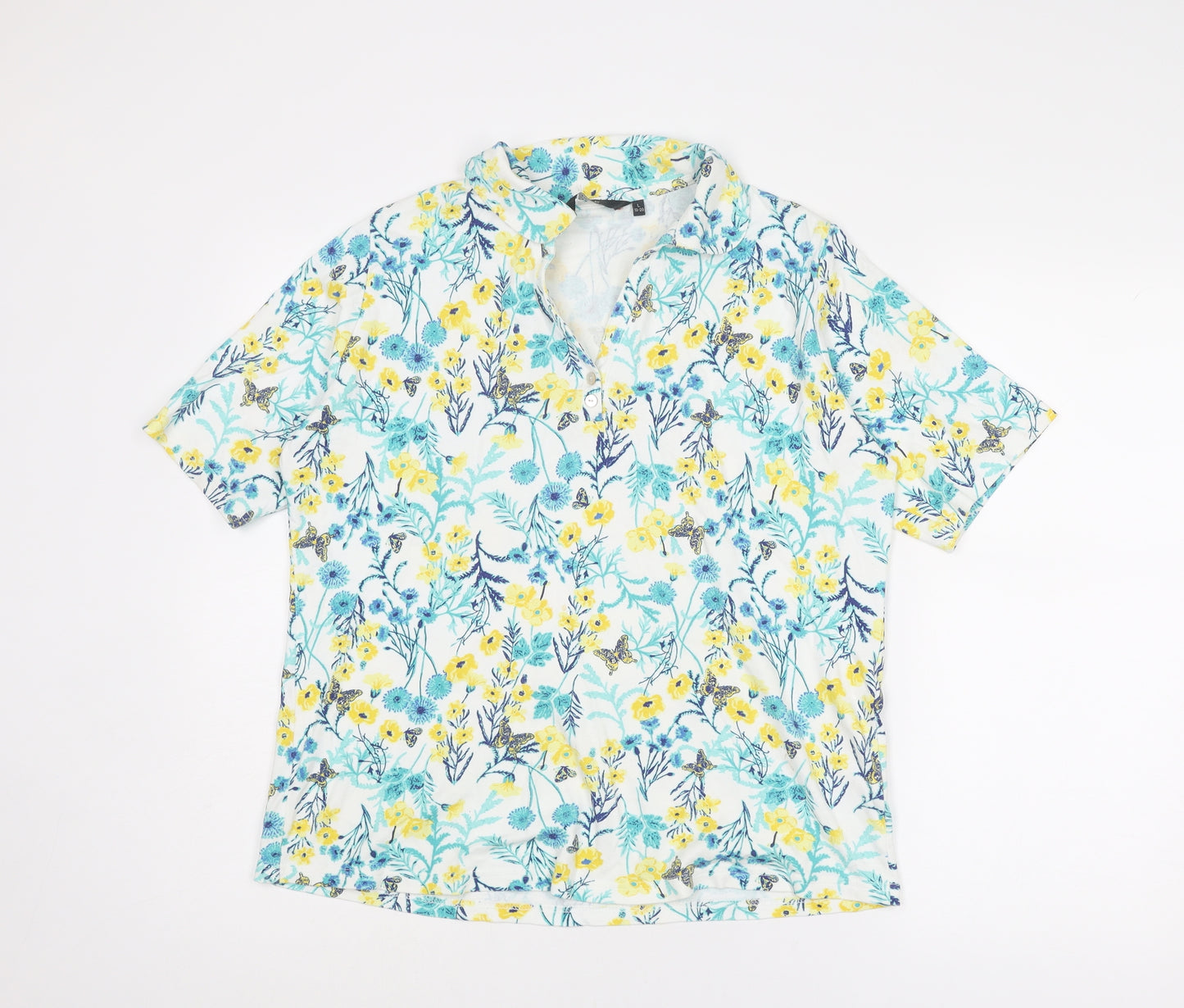 EWM Womens Multicoloured Floral Cotton Basic Blouse Size 18 Collared - Size 18-20