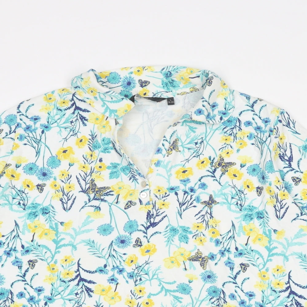EWM Womens Multicoloured Floral Cotton Basic Blouse Size 18 Collared - Size 18-20