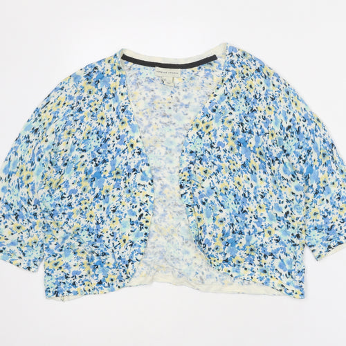 Adrienne Vittadini Womens Multicoloured V-Neck Floral Linen Cardigan Jumper Size XL