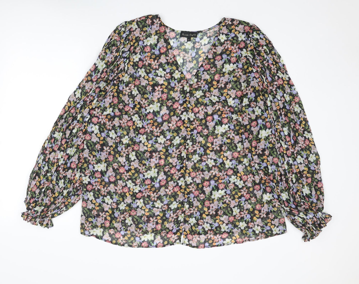 Phase Eight Womens Multicoloured Floral Polyester Basic Blouse Size 22 V-Neck