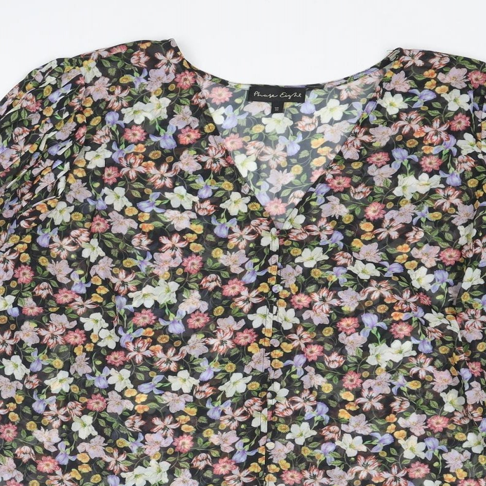 Phase Eight Womens Multicoloured Floral Polyester Basic Blouse Size 22 V-Neck